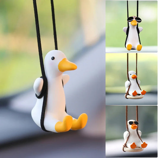 Car Accessorie Car Fragrance Gypsum Cute Anime Swing Duck Pendant Auto Rearview Mirror Ornaments Birthday Gift Auto Decoraction